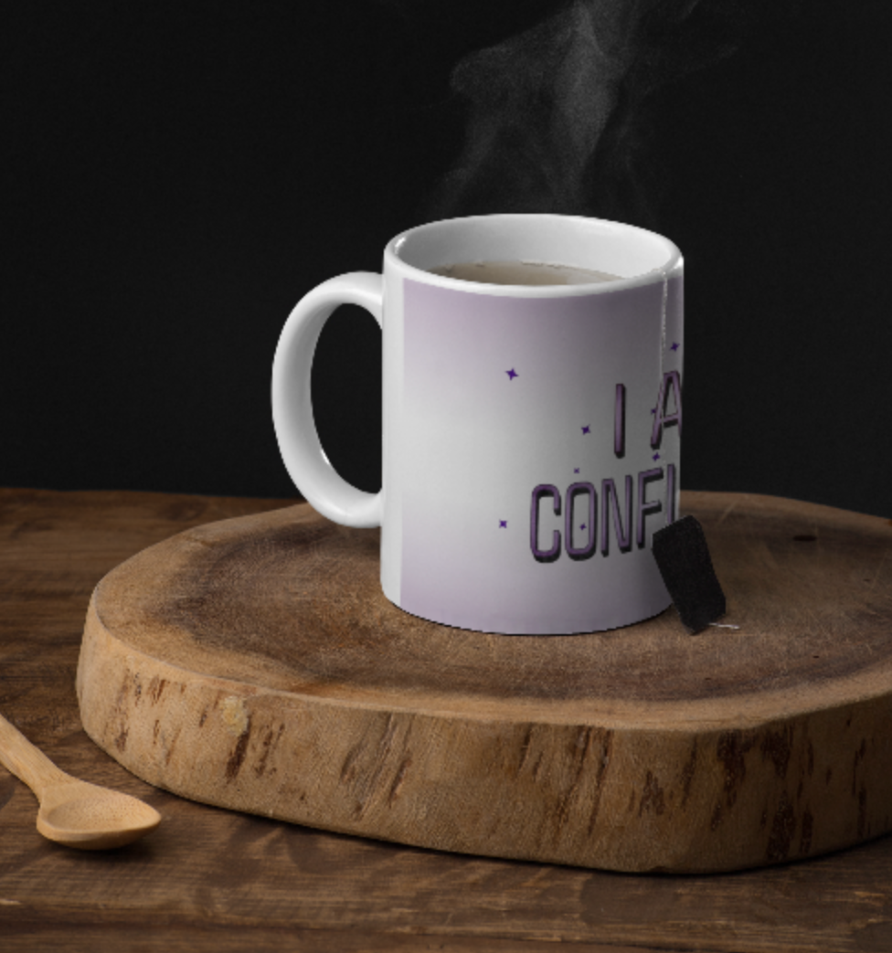 I Am Confident Mug - Sparkly Purple Coffee & Tea Cup, Motivational Empowerment Gift for Her, Positive Vibes Self-Love Empowerment Mug