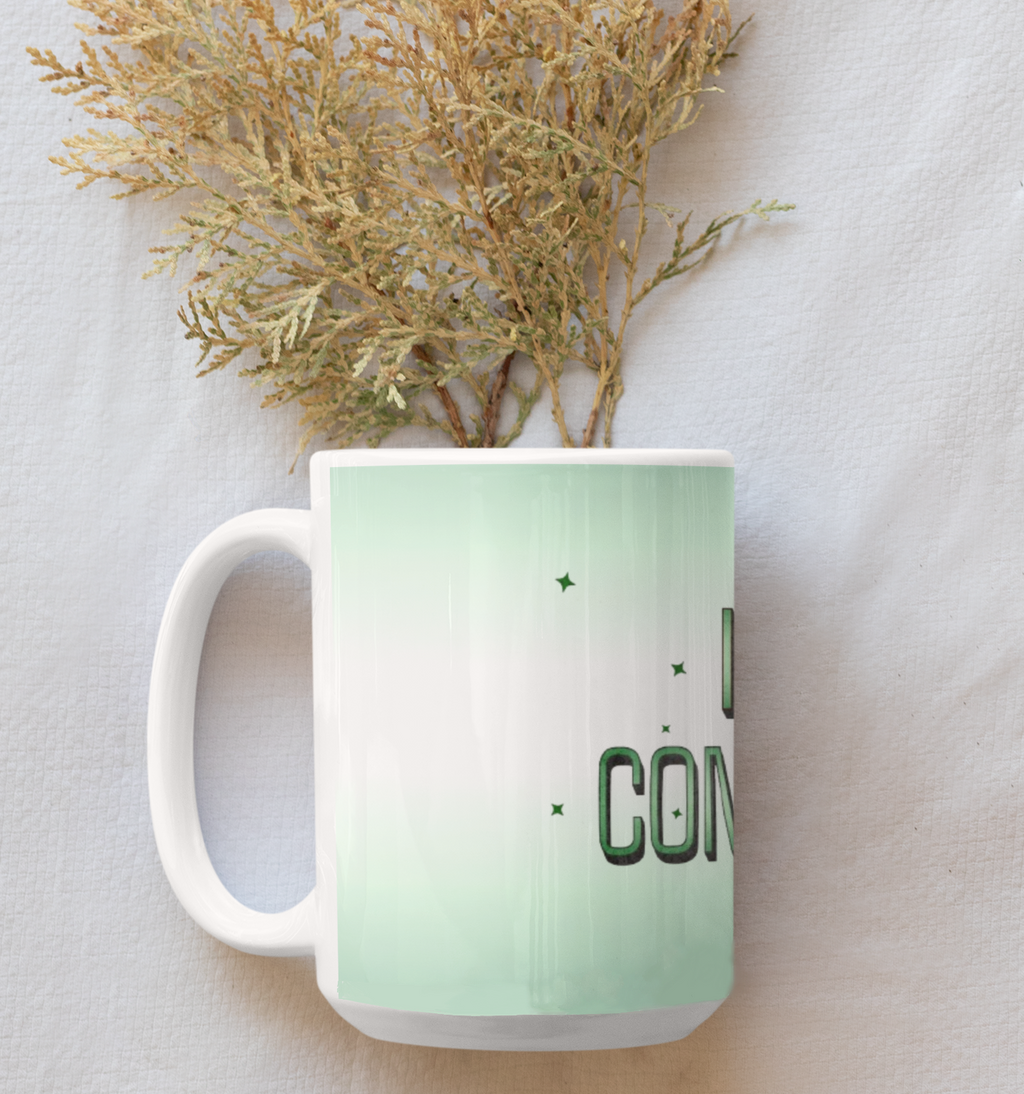 I Am Confident Mug - Sparkly Green Coffee & Tea Cup, Motivational Empowerment Gift for Her, Positive Vibes Self-Love Empowerment Mug