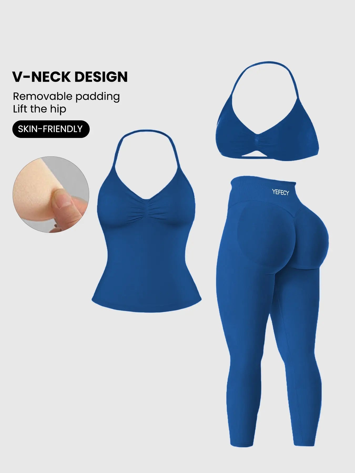 Women'S Sleeveless Sports Bra Set, Detachable Pads, High-Waisted Tight Pants, Sporty Style, Ideal for Yoga, Fitness, Daily Wear