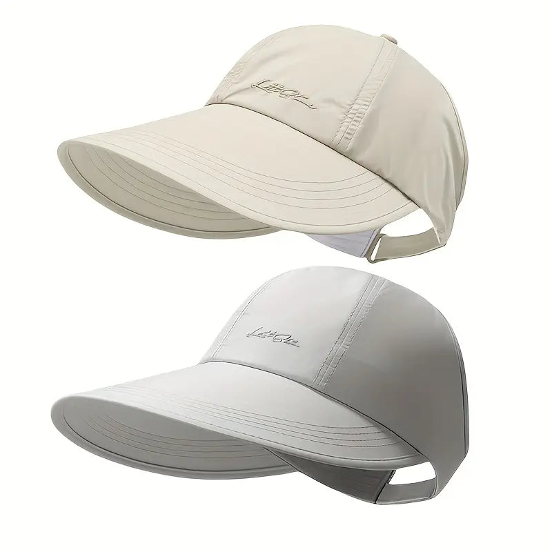 2-Pack UPF Sun Protection Baseball Hat for Men and Women - Lightweight, Adjustable Velcro Closure, Wide Brim Outdoor Sports Hat, All-Season Elastic Design (White/Gray/Black)