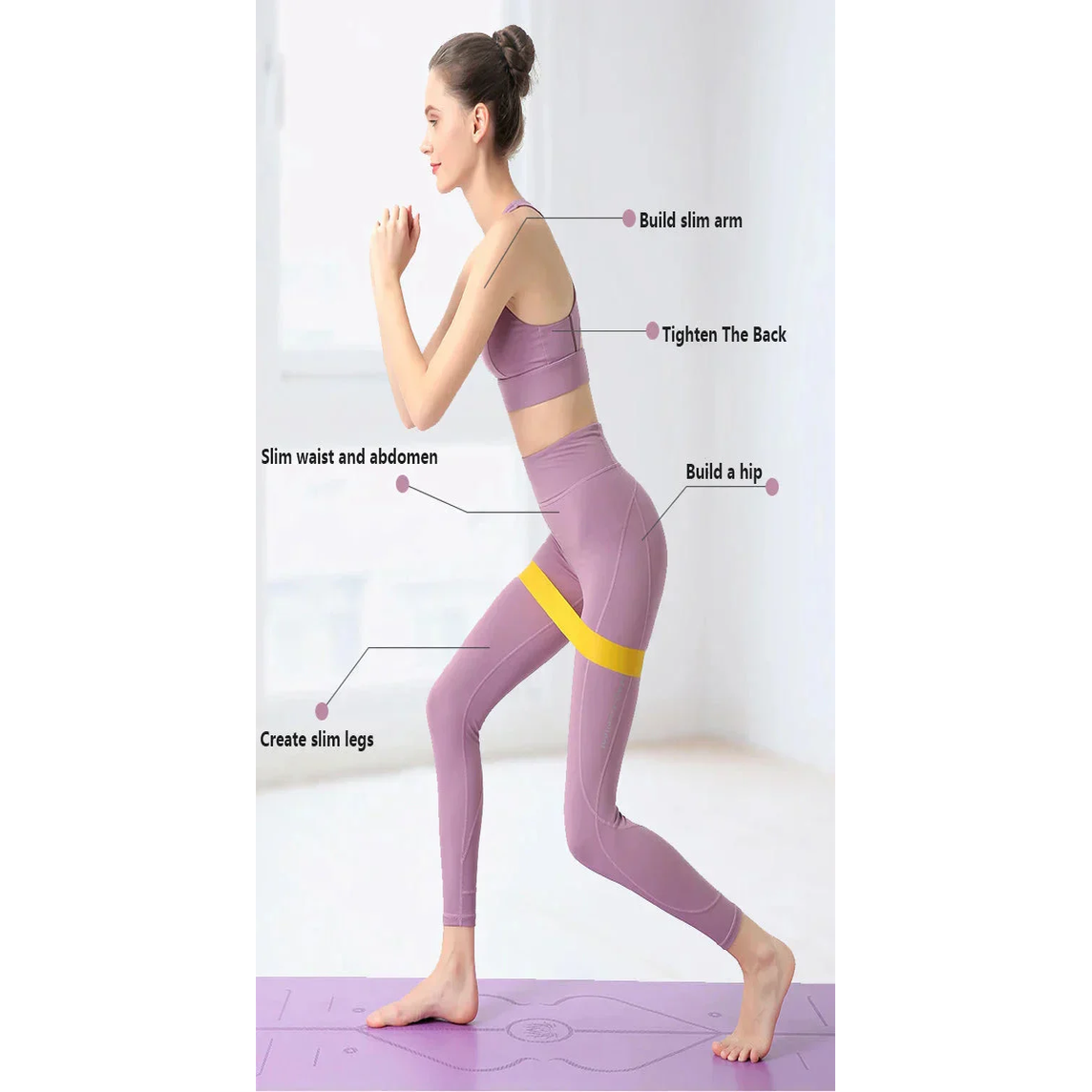 Elastic Resistance Bands Set for Yoga, Pilates, and Strength Training - 5-Pack