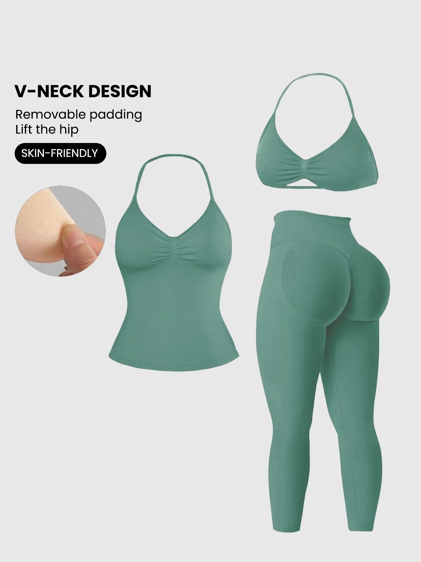 Women'S Sleeveless Sports Bra Set, Detachable Pads, High-Waisted Tight Pants, Sporty Style, Ideal for Yoga, Fitness, Daily Wear