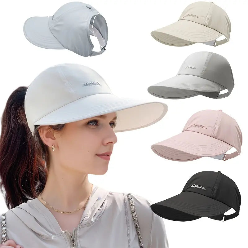 2-Pack UPF Sun Protection Baseball Hat for Men and Women - Lightweight, Adjustable Velcro Closure, Wide Brim Outdoor Sports Hat, All-Season Elastic Design (White/Gray/Black)