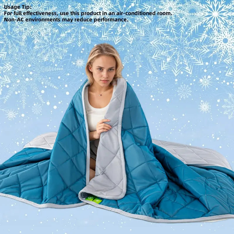 Double Sided Cooling Blanket, 1 Count Summer Cold Air Conditioning Blanket, Lightweight Breathable Soft Cooling Blankets for Sleeping, Cozy Room Accessories, Reversible Cooling Blanket