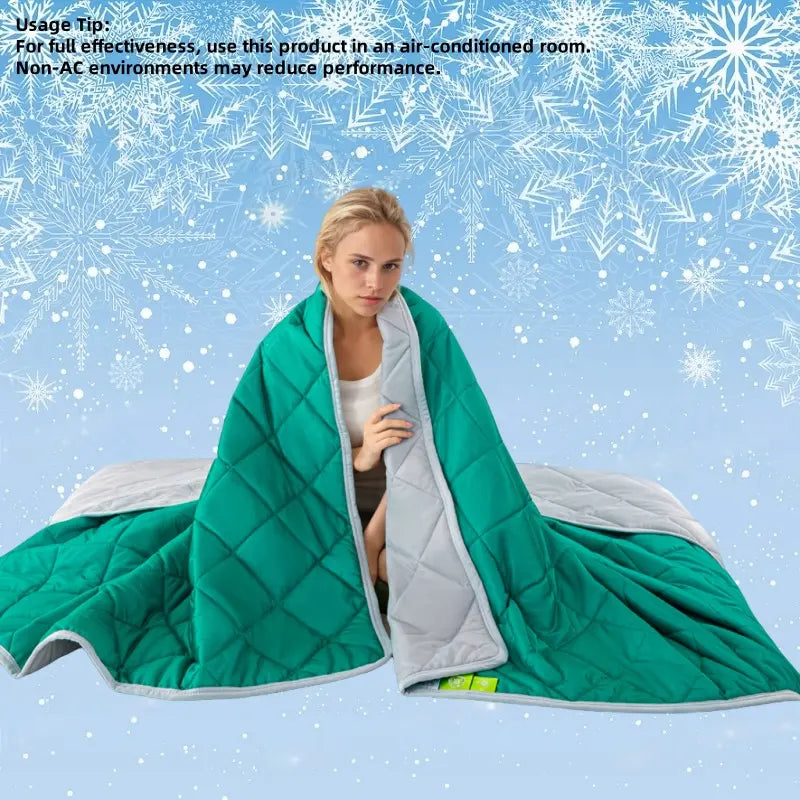 Double Sided Cooling Blanket, 1 Count Summer Cold Air Conditioning Blanket, Lightweight Breathable Soft Cooling Blankets for Sleeping, Cozy Room Accessories, Reversible Cooling Blanket
