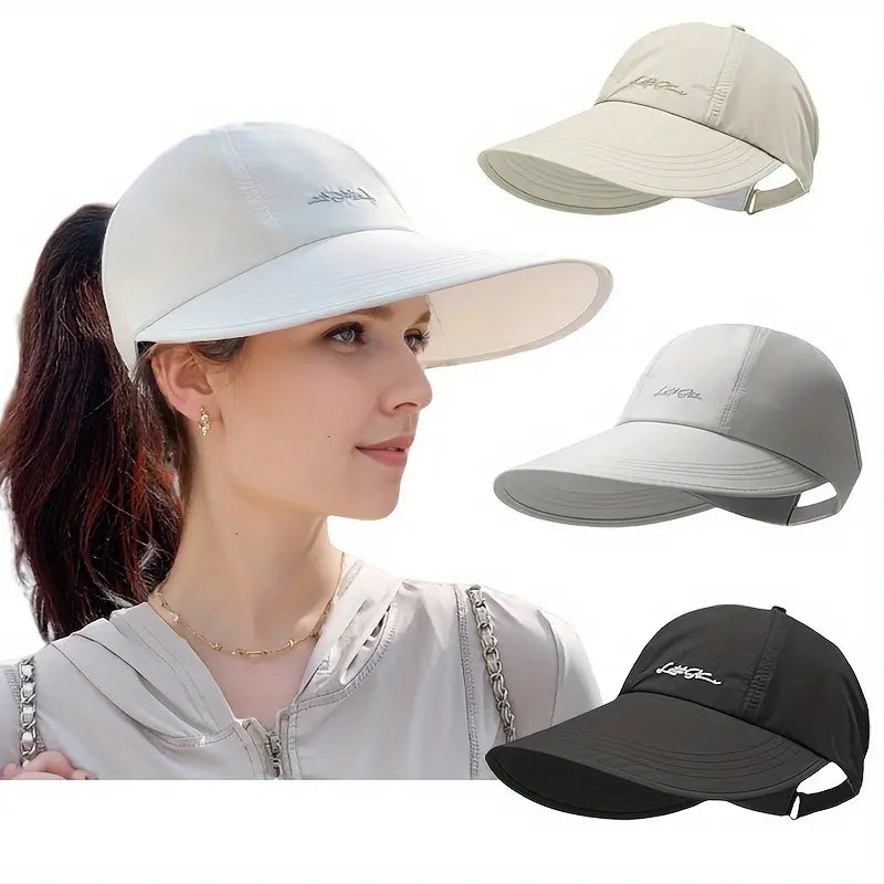 2-Pack UPF Sun Protection Baseball Hat for Men and Women - Lightweight, Adjustable Velcro Closure, Wide Brim Outdoor Sports Hat, All-Season Elastic Design (White/Gray/Black)