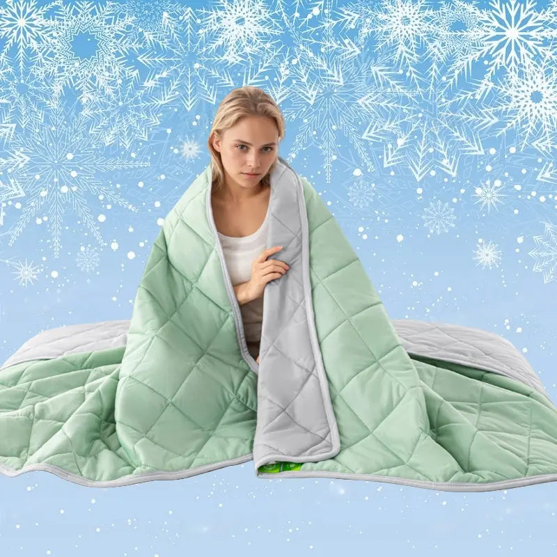 Double Sided Cooling Blanket, 1 Count Summer Cold Air Conditioning Blanket, Lightweight Breathable Soft Cooling Blankets for Sleeping, Cozy Room Accessories, Reversible Cooling Blanket