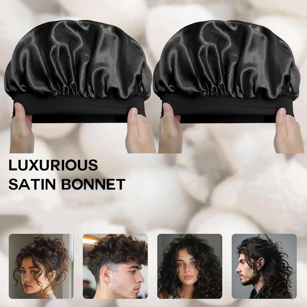 Men Women Satin Sleep Cap, Soft Polyester Fabric Hat, Adjustable Satin Bonnet, Ideal for Natural Hair & Curly Styles ( Wine )
