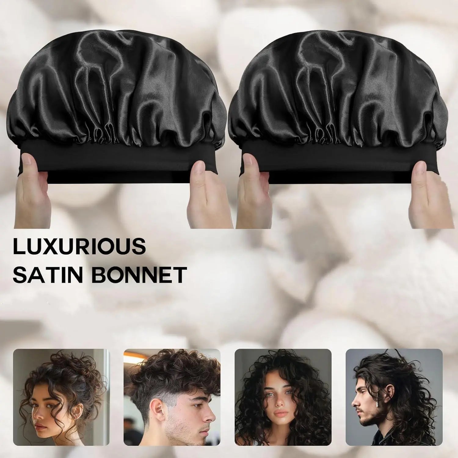 Men Women Satin Sleep Cap, Soft Polyester Fabric Hat, Adjustable Satin Bonnet, Ideal for Natural Hair & Curly Styles ( Wine )