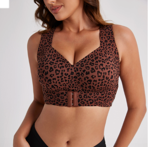 【Postural Correction】Women’S Beige Wireless Bra, Soft Breathable Non-Removable Moulded Cups, Yoga Fitness Sportswear for Gym & Daily Training