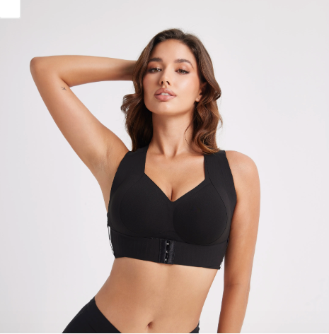 【Postural Correction】Women’S Beige Wireless Bra, Soft Breathable Non-Removable Moulded Cups, Yoga Fitness Sportswear for Gym & Daily Training