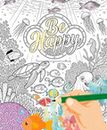 Under the Sea “Be Happy” Quote Coloring Page Printable PDF