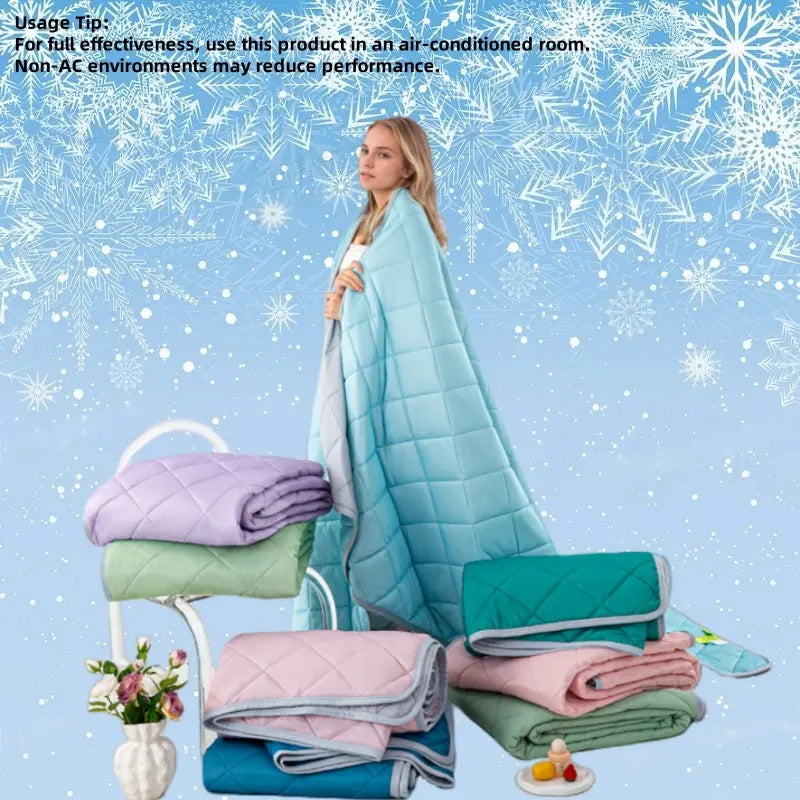 Double Sided Cooling Blanket, 1 Count Summer Cold Air Conditioning Blanket, Lightweight Breathable Soft Cooling Blankets for Sleeping, Cozy Room Accessories, Reversible Cooling Blanket