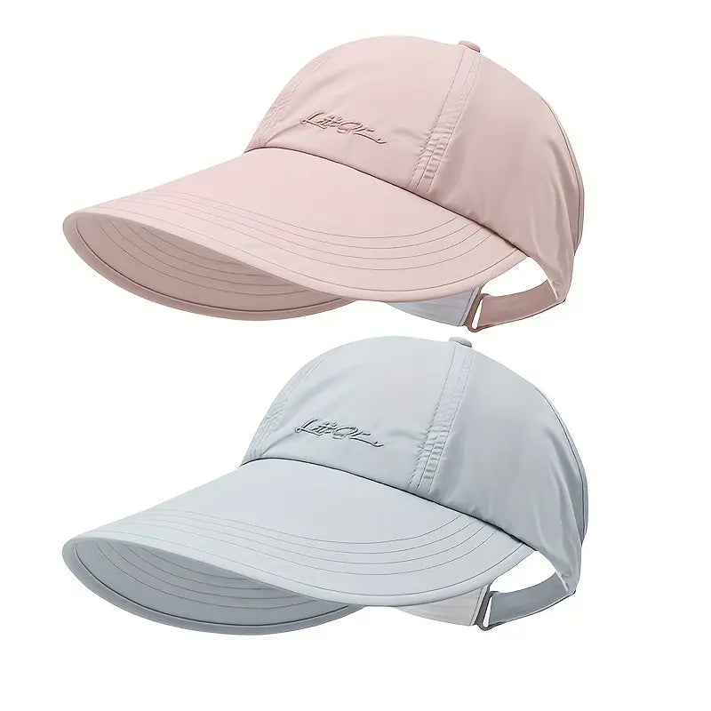 2-Pack UPF Sun Protection Baseball Hat for Men and Women - Lightweight, Adjustable Velcro Closure, Wide Brim Outdoor Sports Hat, All-Season Elastic Design (White/Gray/Black)