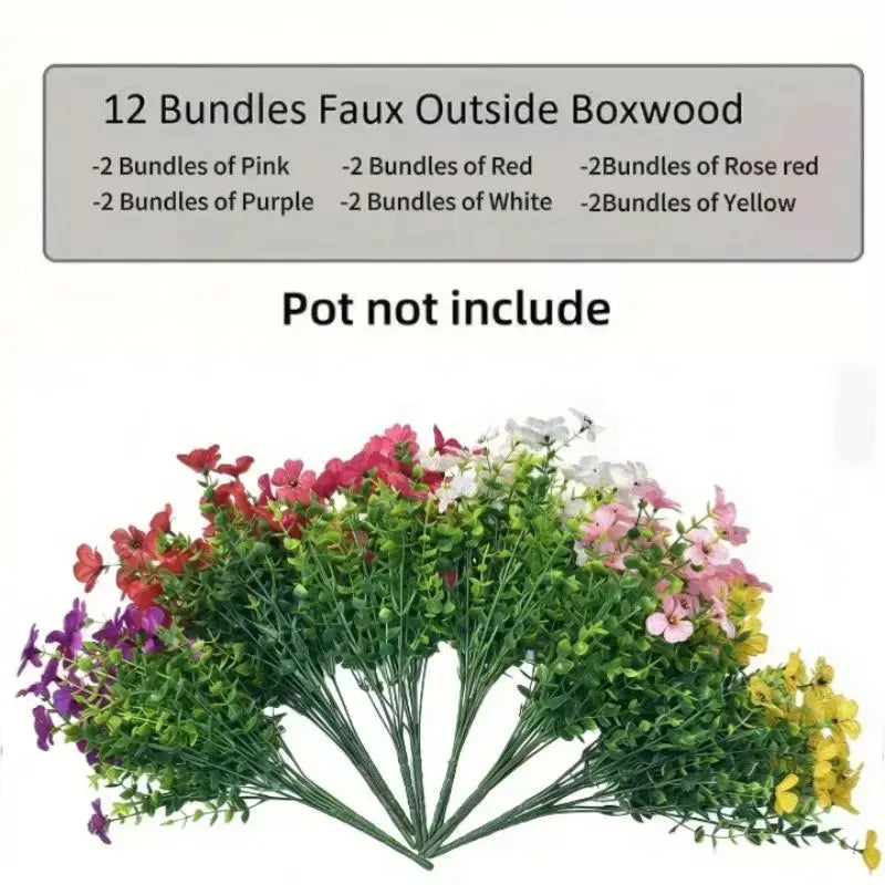 6-Color Artificial Flower (6/12Pcs/Set), UV Resistant Colorful Fake Flower, Decorative Bouquet for Home Garden Party Wedding Decor, Artificial Flowers Bouquet Tiktokshopspringglowup