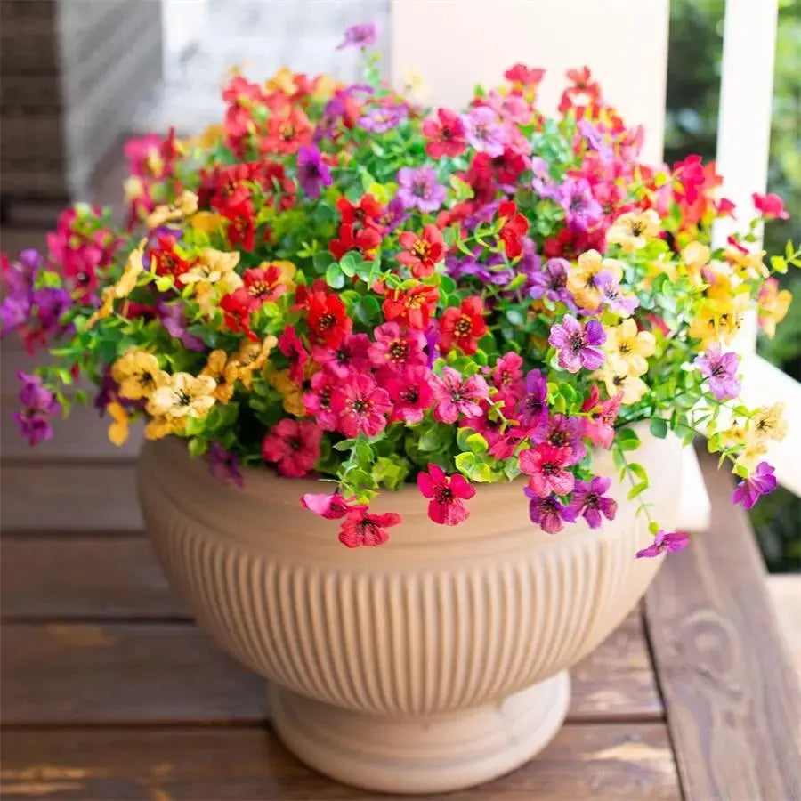 6-Color Artificial Flower (6/12Pcs/Set), UV Resistant Colorful Fake Flower, Decorative Bouquet for Home Garden Party Wedding Decor, Artificial Flowers Bouquet Tiktokshopspringglowup