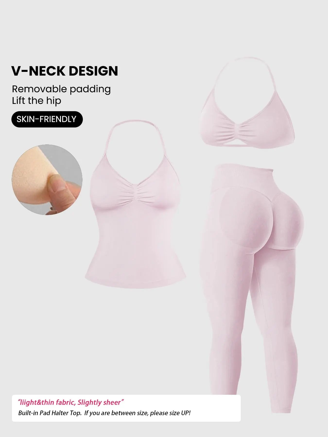Women'S Sleeveless Sports Bra Set, Detachable Pads, High-Waisted Tight Pants, Sporty Style, Ideal for Yoga, Fitness, Daily Wear